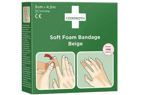 bandaż piankowy beżowy cederroth soft foam bandage 3 cm x 4,5 m cederroth plastry 7