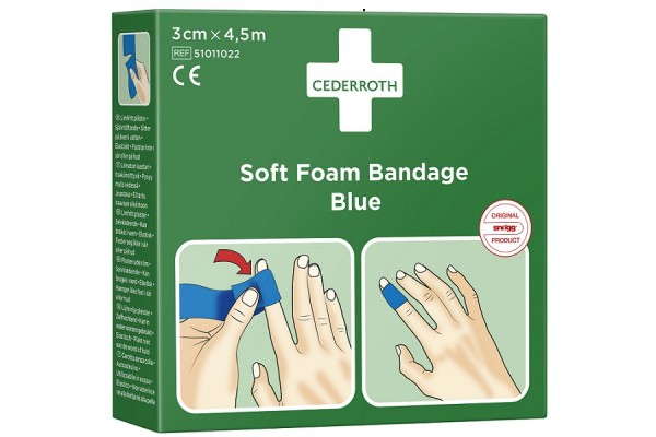 bandaż piankowy niebieski soft foam bandage 3 cm x 4,5 m cederroth plastry 7