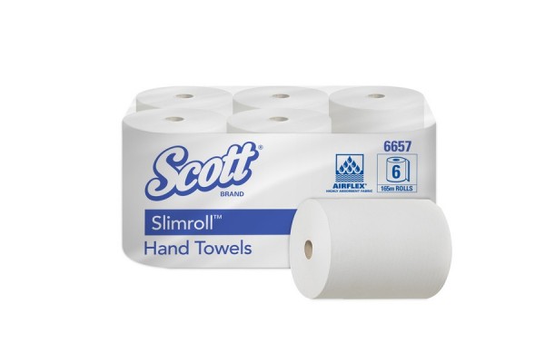 kimberly-clark - ręczniki papierowe w rolce scott slimroll 6657 - 6 białych rolek- 190 m kimberly clark / scott higiena i ochrona skóry 2