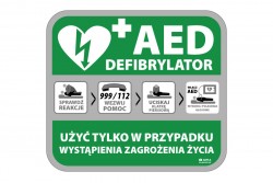 Tablica AED defibrylator wewnętrzna zielono-szara 600 x 540 mm