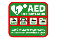 Tablica AED defibrylator zewnętrzna 600 x 540 mm
