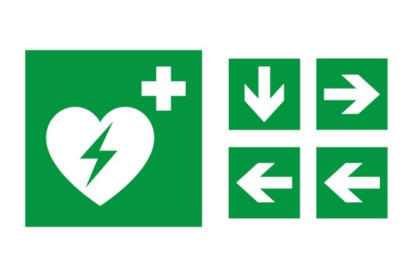 Znak AED kierunek