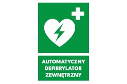 Znak AED automatyczny defibrylator zewnętrzny