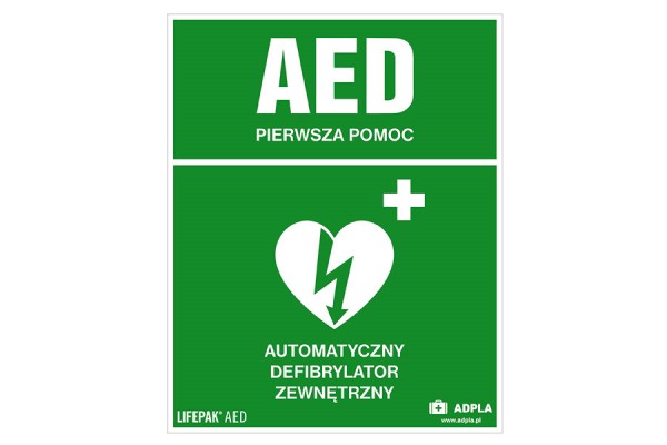 znak informacyjny automatyczny defibrylator zewnętrzny adpla znaki i instrukcje 2