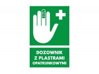 Znak dozownik z plastrami opatrunkowymi