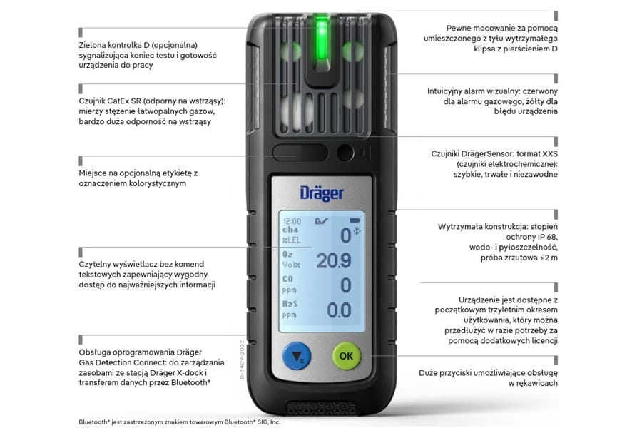 Detektor Dräger X-am® 2600 EX + O2 + CO LC + H2S LC miernik wielogazowy kat. 3735430 - obrazek 2